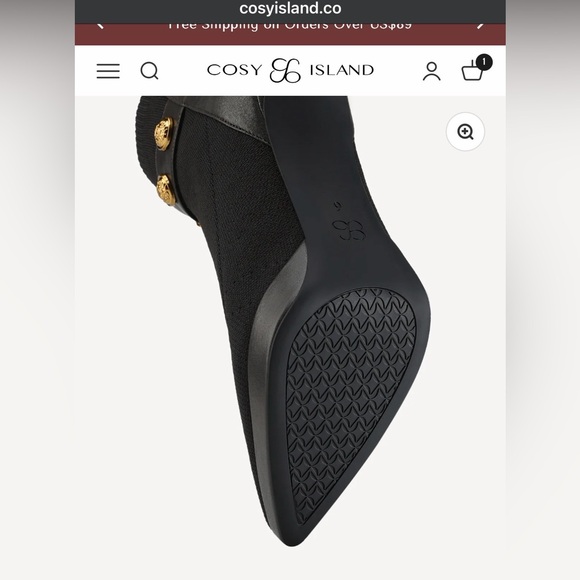 Chic Black Heeled Ankle Boots with Gold Accents - Picture 4 of 8